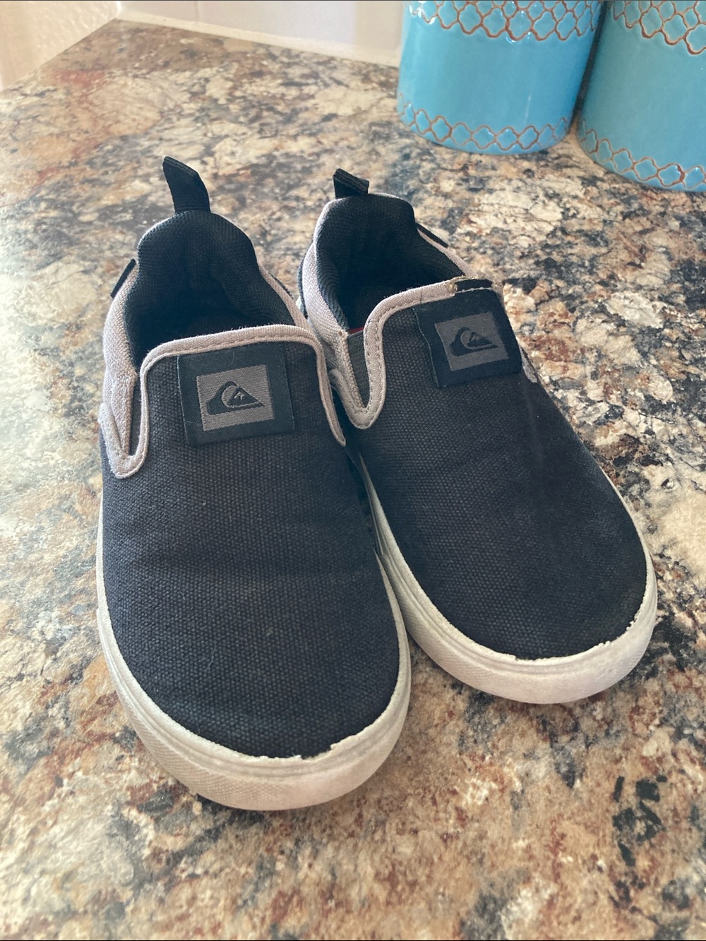 Quiksilver Kids Black Slip-On Canvas Sneakers with Gray Trim